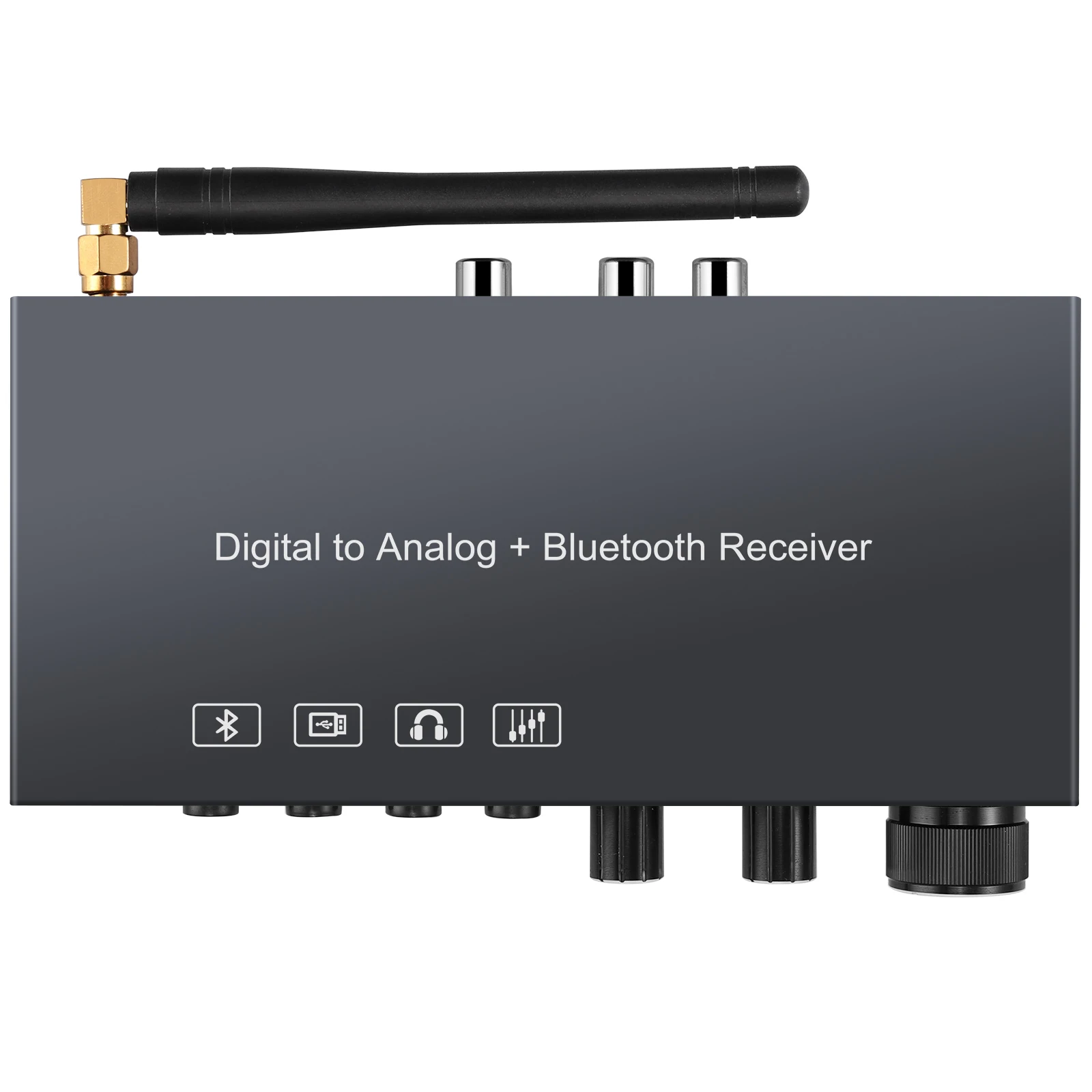 192KHz Bluetooth-Compatible Digital to Analog DAC Converter Toslink AUX to 3.5mm Jack with USB Volume Treble Bass Control