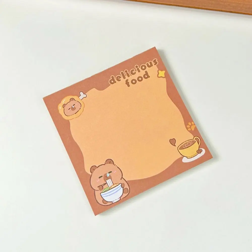 Bloc-notes non adhésif Kawaii Capybara, notes autocollantes multifonctions N fois, notes de message de dessin animé créatif polyvalent, 50 feuilles