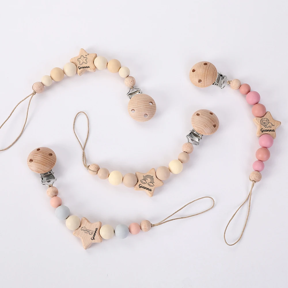 ベビー,シリコン,おしゃぶり,洗礼ホルダー,シャワーギフト,パーティー用のパーソナライズされたスターダミークリップ