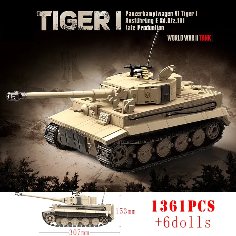 Military WW2 Tiger I Heavy Tank Building Blocks KV-2 Panther Tanks Army Weapons Soldiers Bricks Kids Toys Children Birthday Gift