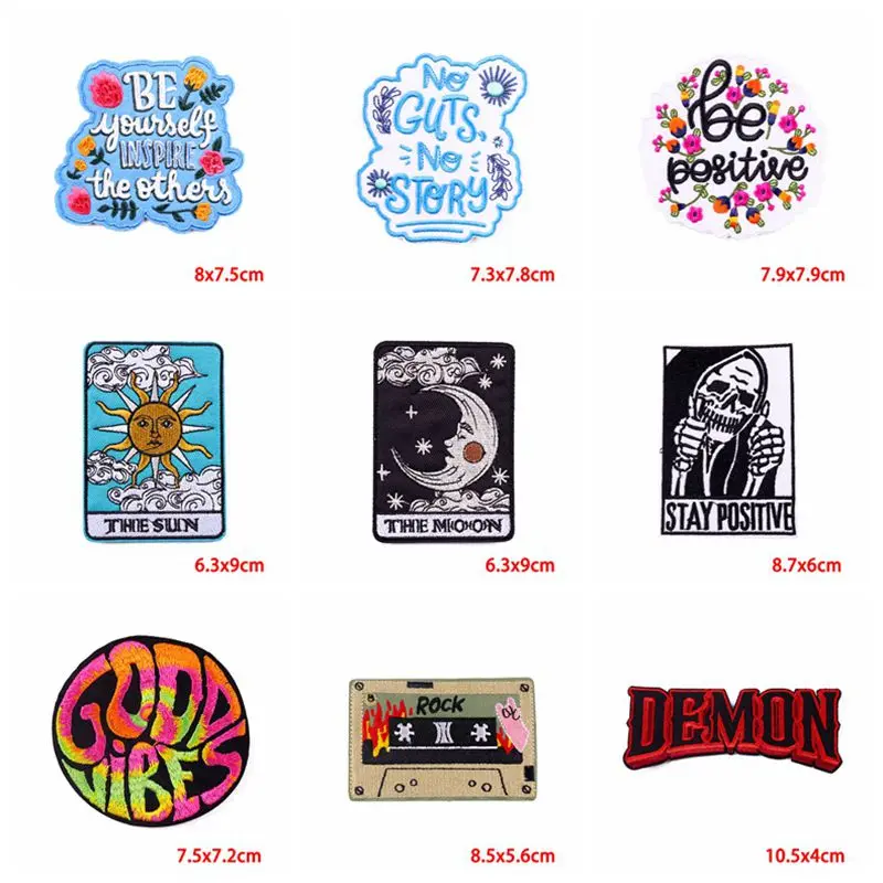 10PCS Wholesale Punk Embroidered Patch Iron On Patches For Clothing thermoadhesive Patches On Clothes Jacket Sewing Stickers DIY