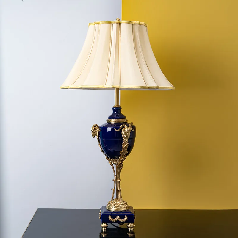 Ceramic with copper jewelry, lamps and ornaments, living room, bedroom, high-end atmospheric villa, luxury house soft desk lamp