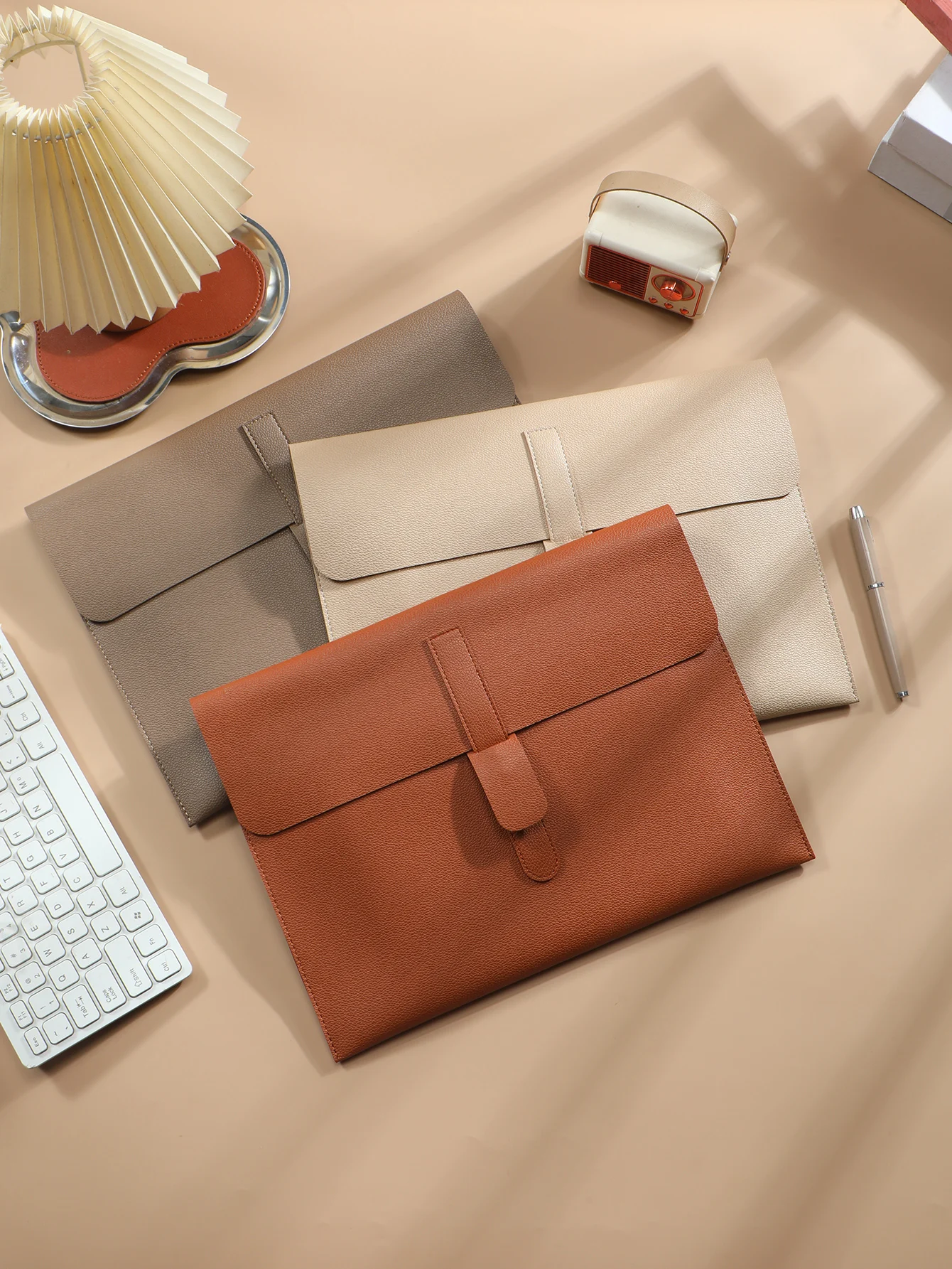 Waterproof Minimalist PU Leather A4 File Bag Litchi Grain Document Folder 14-inch Laptop Sleeve Office Storage Pouch - view 3