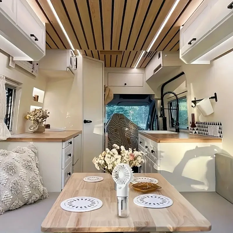 800mAh USB Rechargeable Misting Fan, Portable Bladeless Cooling Fan with Water Spray, Adjustable Speed, Quiet Operation, Compact