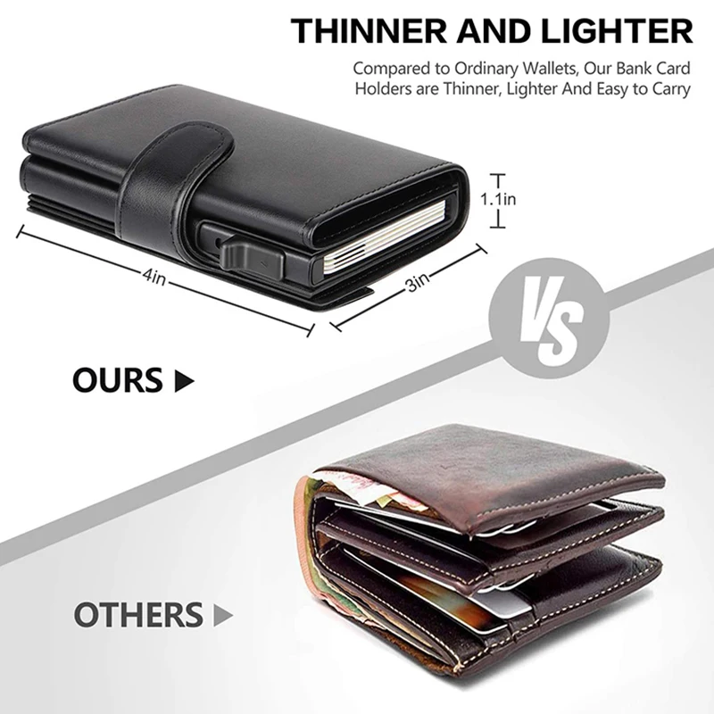 Rfid Credit Card Holder Wallets Men Black Magic Trifold Leather Slim Mini Wallet Small Money Bag Male Purses Carteira Masculina