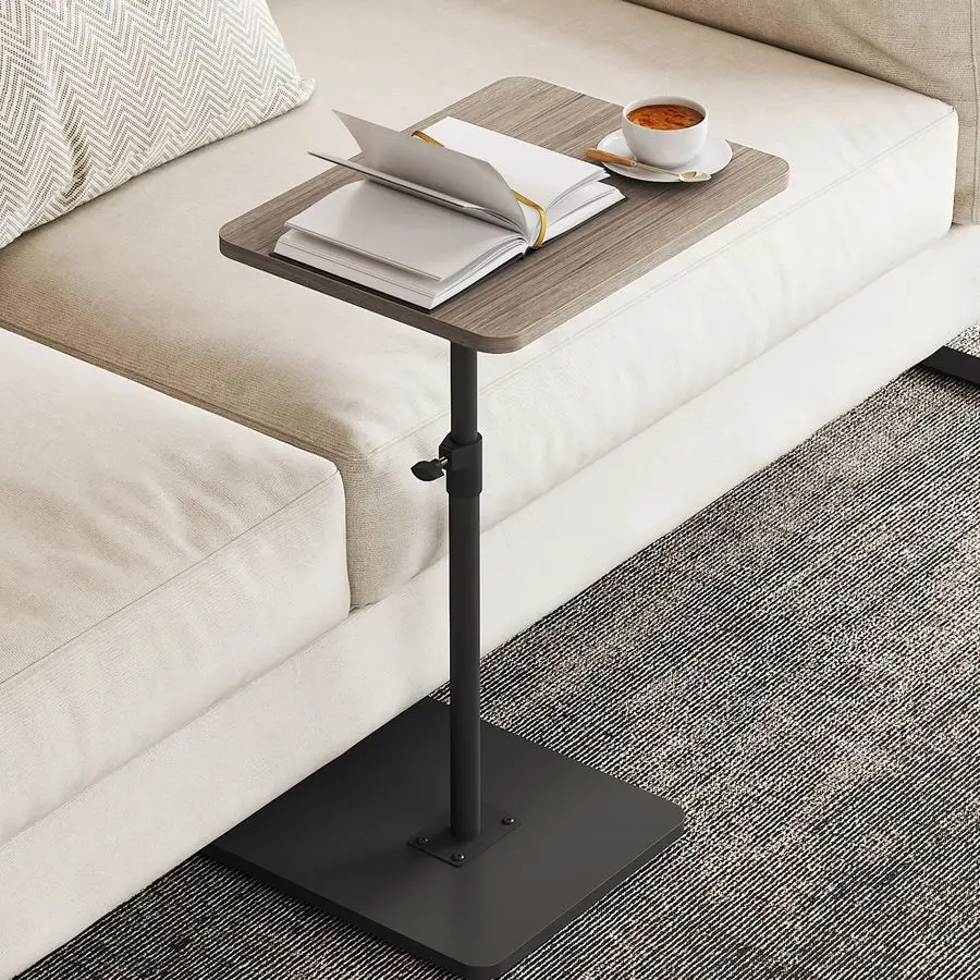 

Minimalist Height Adjustable End Table, 360 Rotatable Sofa Armrest Side Tray Table, Adjustable Legs SpaceSaving Couch Bedside Ba