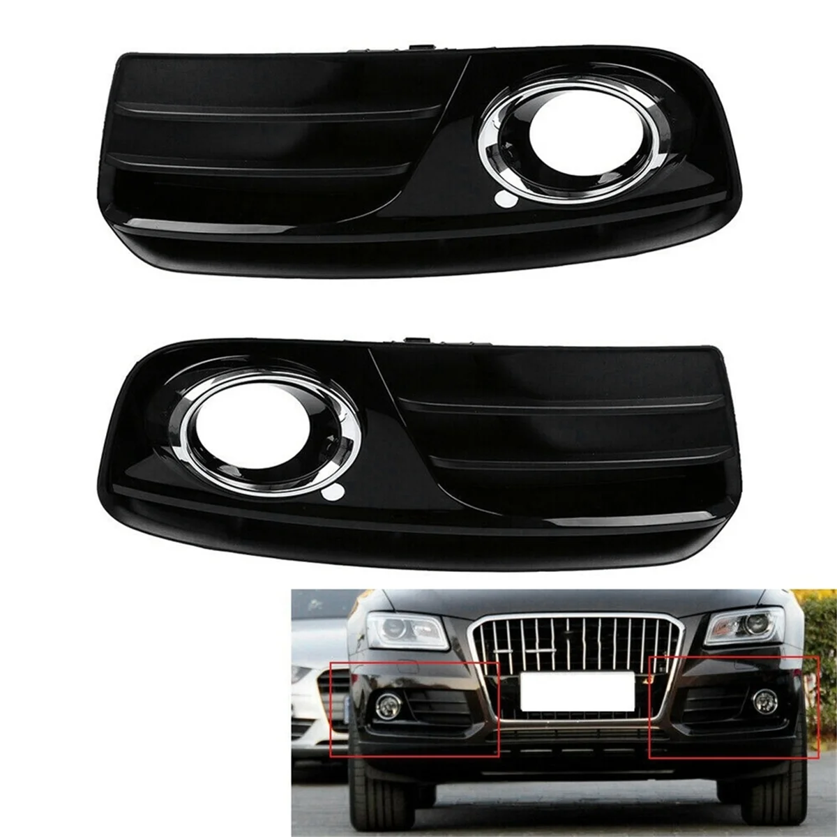 

8R0807681M 8R0807682J Front Bumper Lower Mesh Grille Front Bar Fog Lamp Cover Automotive for Audi Q5 2013-2015