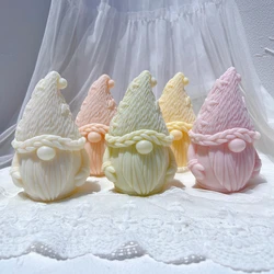 Molde de vela de Gnomo de Navidad de punto, molde de silicona de cera de soja para pastel de cena, decoración de resina para el hogar de Navidad