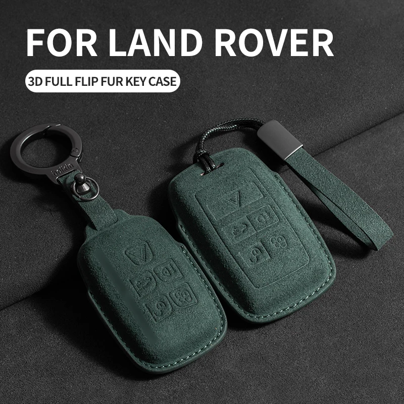 Custodia chiave auto per Land Rover Range Rover Sport Evoque Freelander Velar Discovery 4 Jaguar XE XJ XF Portachiavi auto in pelle scamosciata