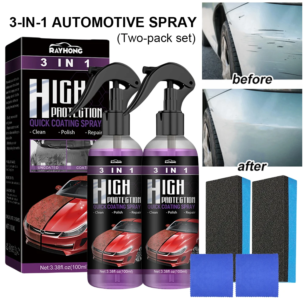 3 In 1 Car Ceramic Coating Spray 100ml Auto Nano Ceramic Coating Polishing Spraying Wax Car Paint Scratch Repair Remover