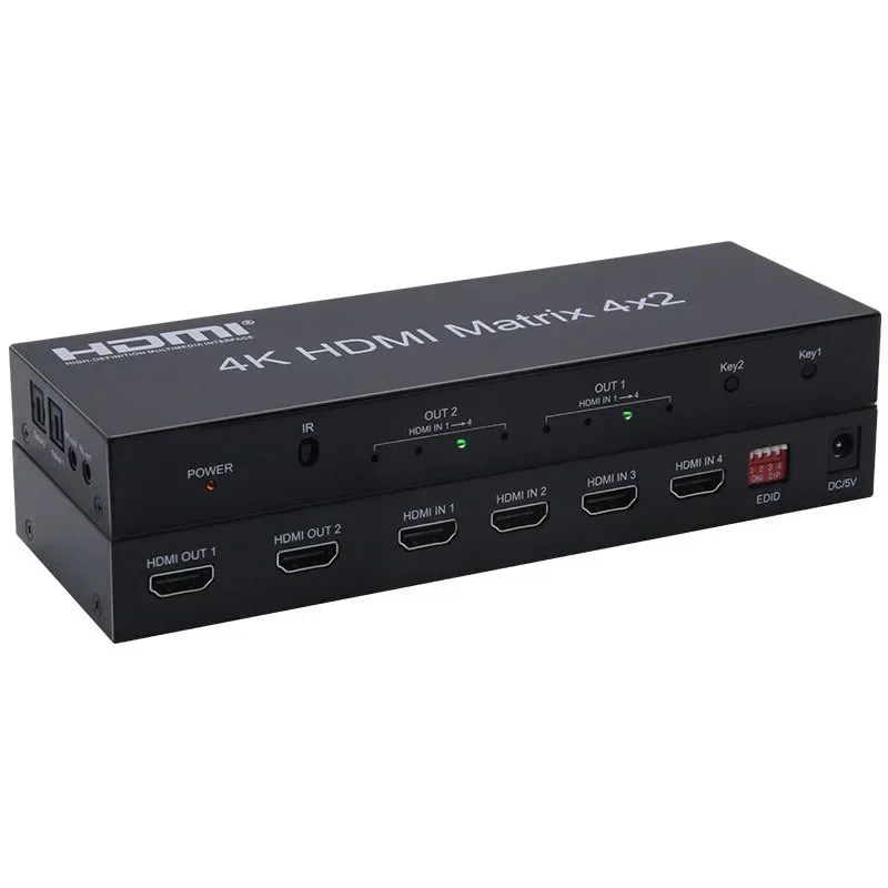 

4K 60hz HDMI Matrix 4x2 Matrix Audio Video Converter Switch Splitter 1080p 2x2 4 in 2 Out Dual Display for DVD PC to TV Monitor