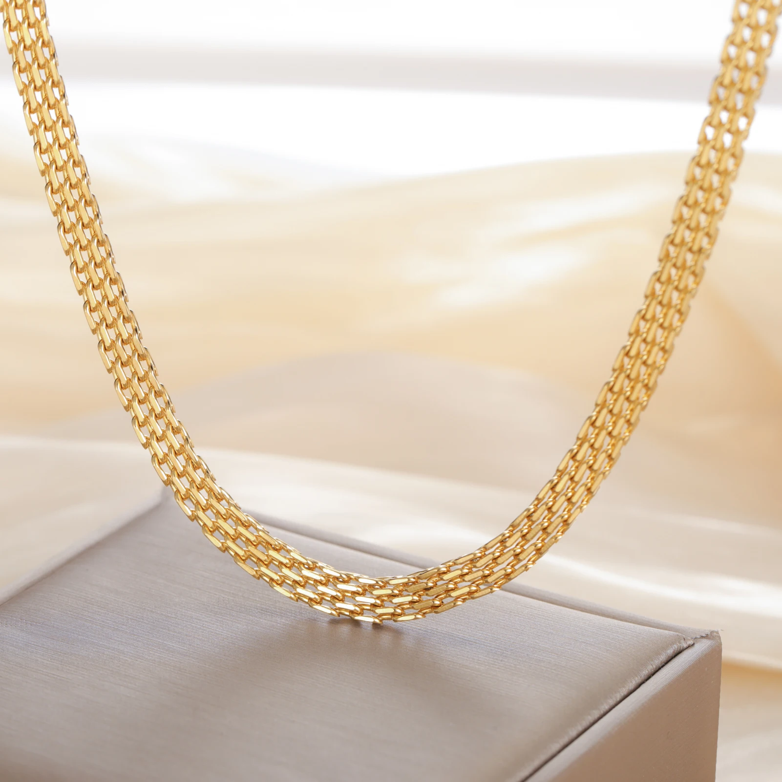 Stainless Steel Gold Color Mesh Chain Necklaces for Women Trendy Jewelry Wide Necklaces Party Birthday Gift 2026 New Wholesale