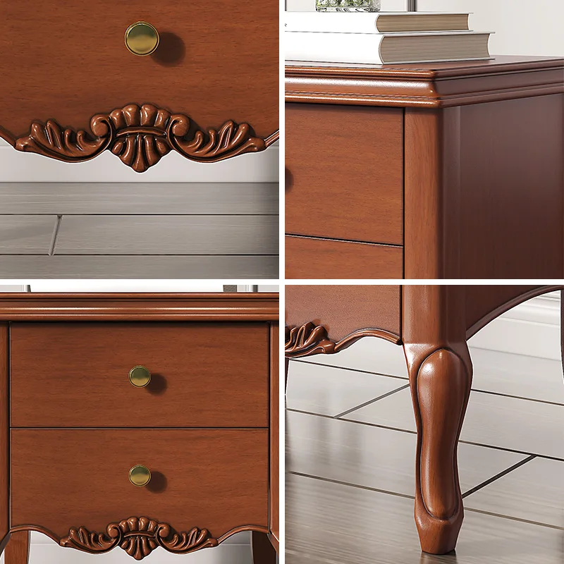 Lightweight luxury American wooden bedside table with 2 drawers