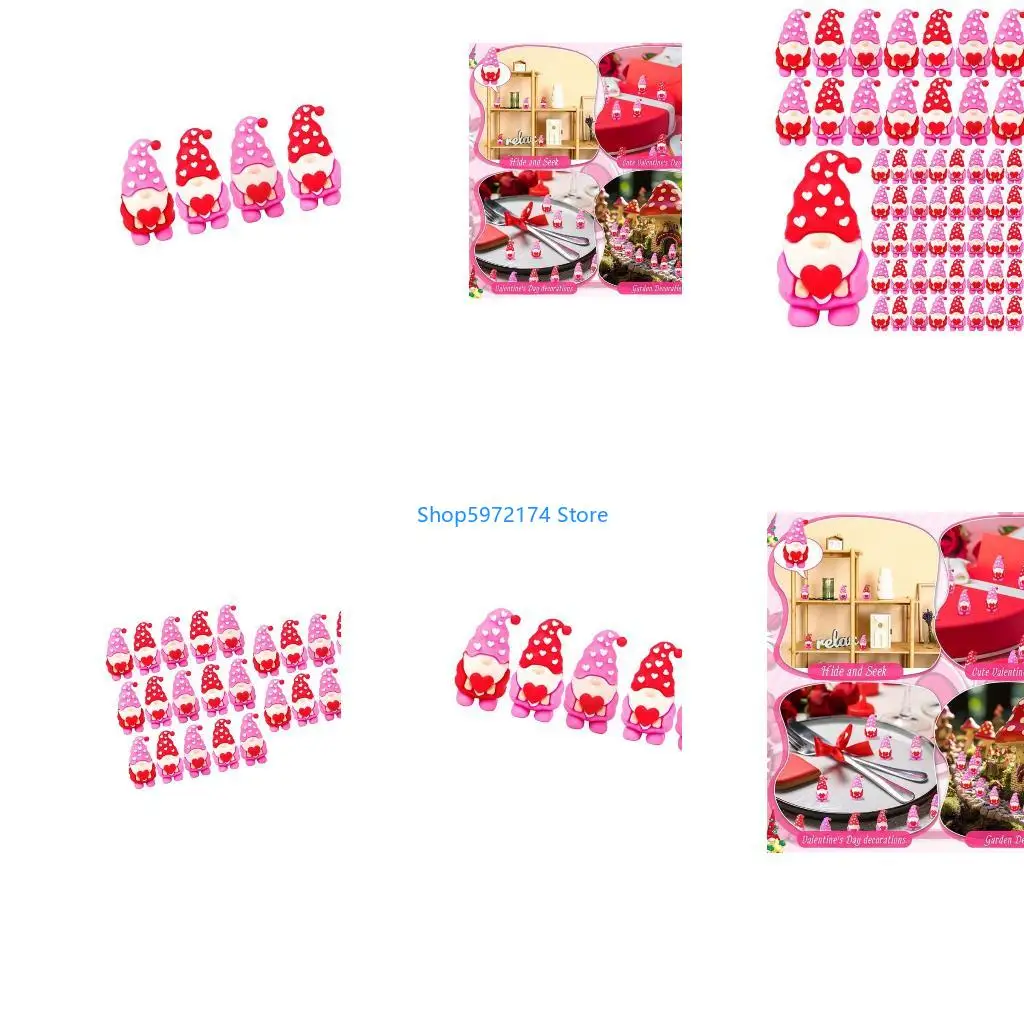 Y3NB Valentines Day Mini Gnomes Statues to Hide for Home Decoration DIY Craft Project