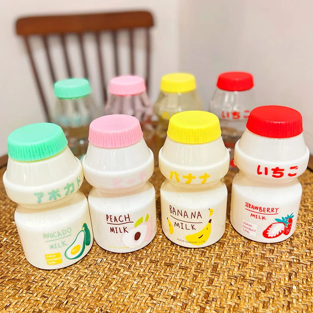 Botella de agua de plástico Kawaii para niña, vaso de agua para bebidas frías de verano, a prueba de fugas, portátil, con forma de botella de leche, 480ml