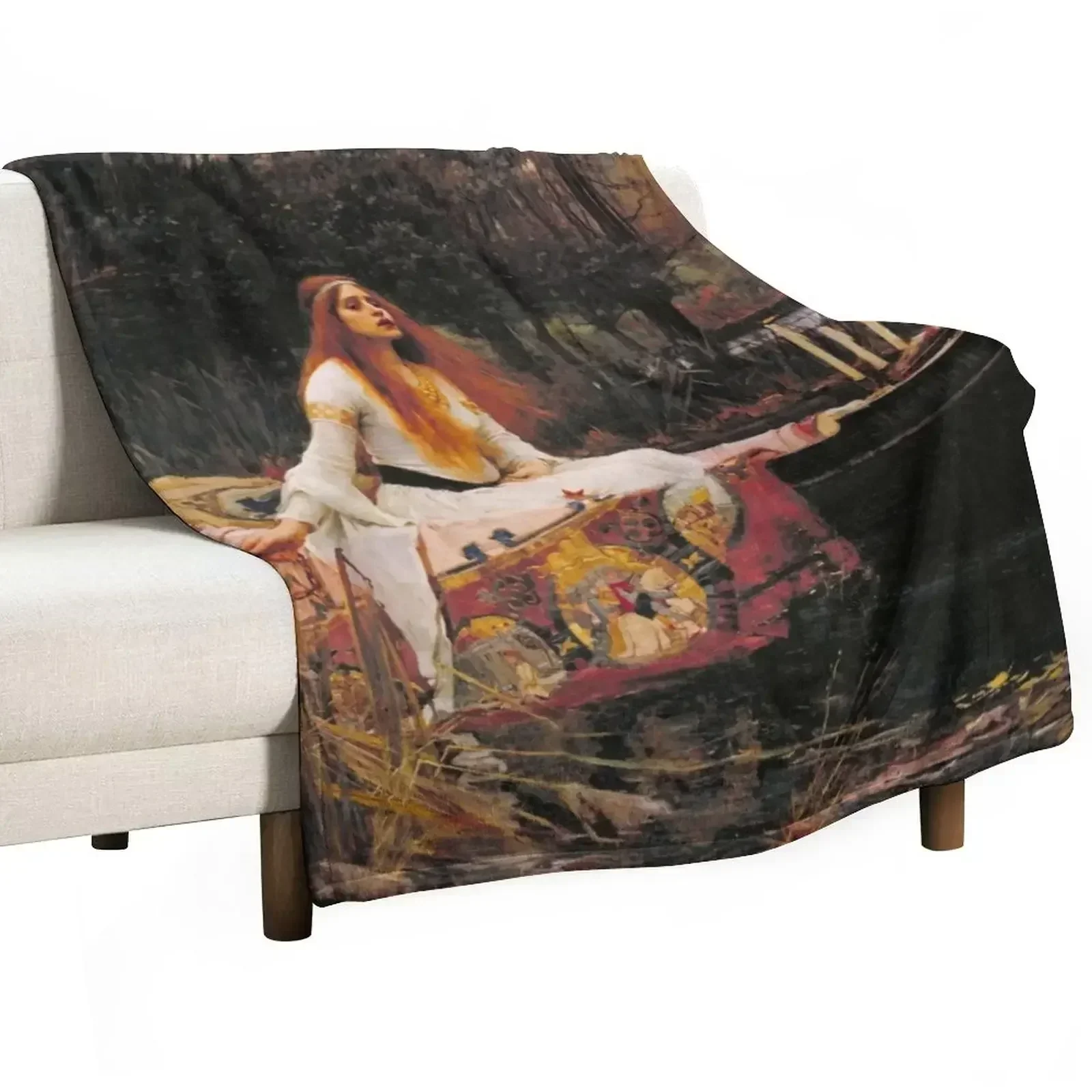 

The Lady of Shallot - John William Waterhouse Throw Blanket Thin Flannel Fabric Decoratives Blankets