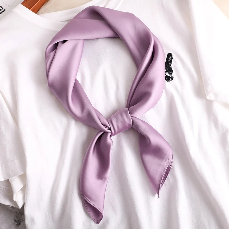 Fashion Print Silk Hairbands Scarf Women 2024 Spring New Elagant Solid Bandana Neck Kerchief Head Bands Foulard Female Scarfs