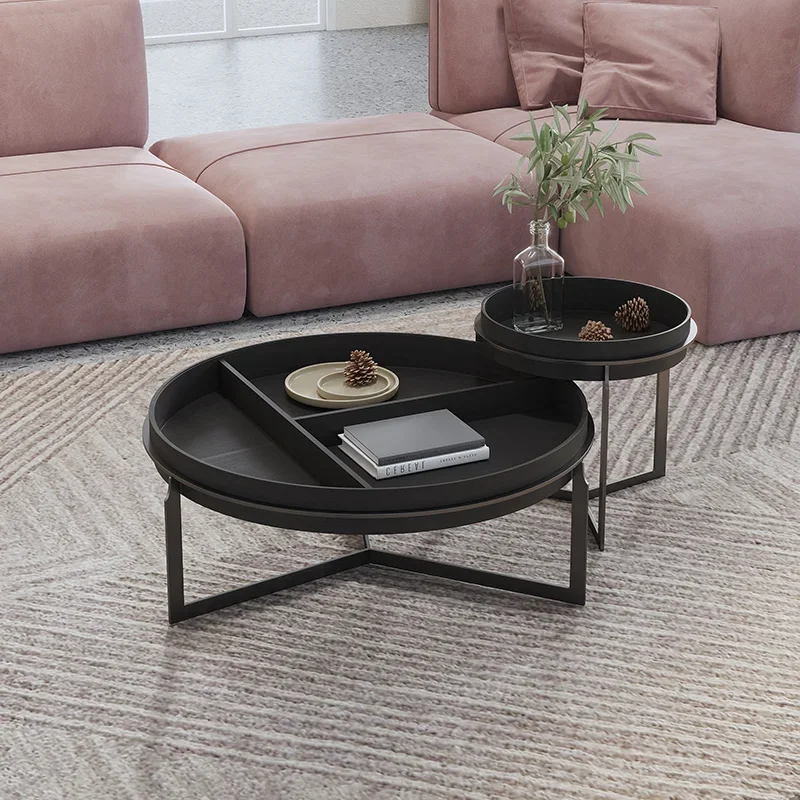 

S Y French Coffee Table Modern Minimalist Italian Minimalist Style Storage round Small Apartment Tea Table Furniture