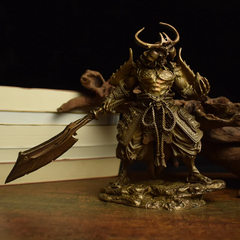 Solid Brass Gaming Figure Demon Samurai Desktop Ornament Office Collectible Craft