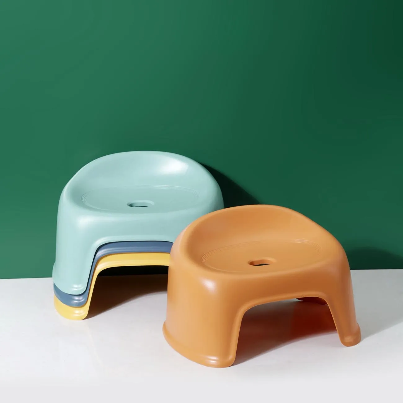 

Nordic Style Low Stool Plastic Stool Household Children'S Stool Non-Slip Thickened Small Chair With Backrest