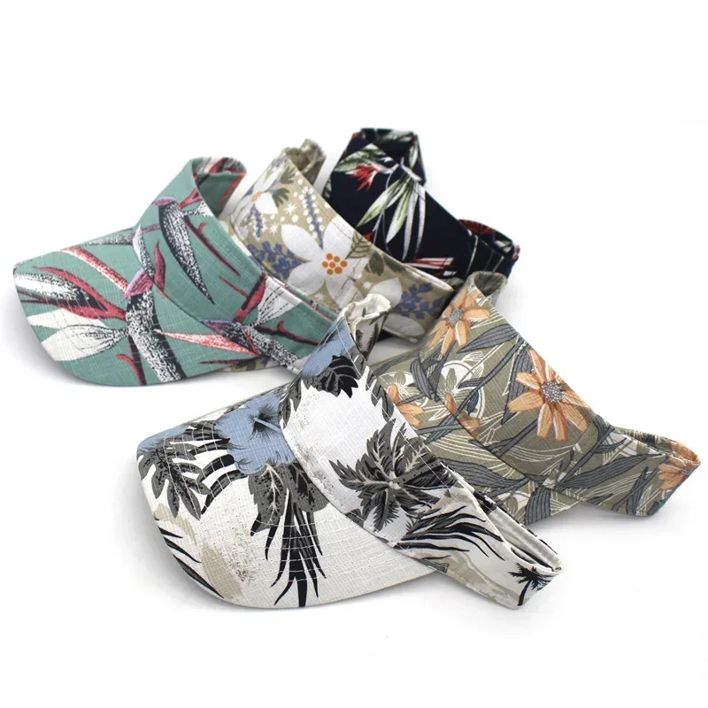 Spring and Summer Polyester Print Visors Baseball Cap Adjustable Outdoor Sun Hat For Men and Women 23