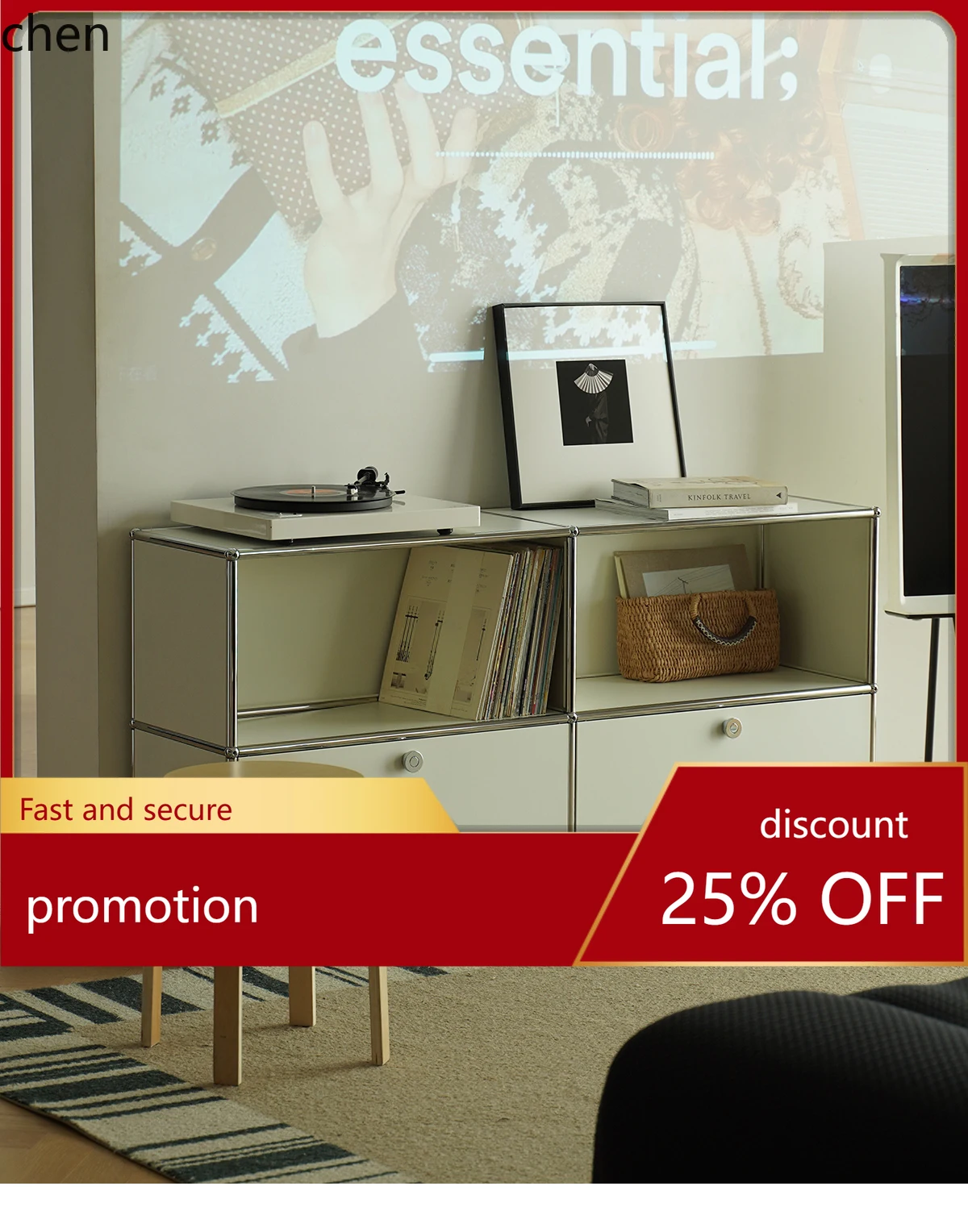 

HT Second-Hand USM Modular Cabinet Stainless Steel Sideboard Cabinet Ins Living Room Storage Chest