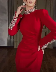 Elegant Red Diamond Maxi Bandage Bodycon Dresses Luxury Diamond Side Slit Celebrity Evening Party Dress Runway Red Long Dresses