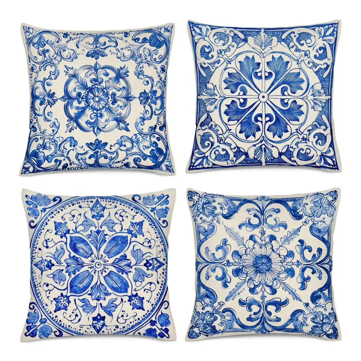 Home Decor Blue And White Floral Pattern Pillow Covers Pattern Cushion Cover Suitable For Sofa Bedroom Car Pillow Cover