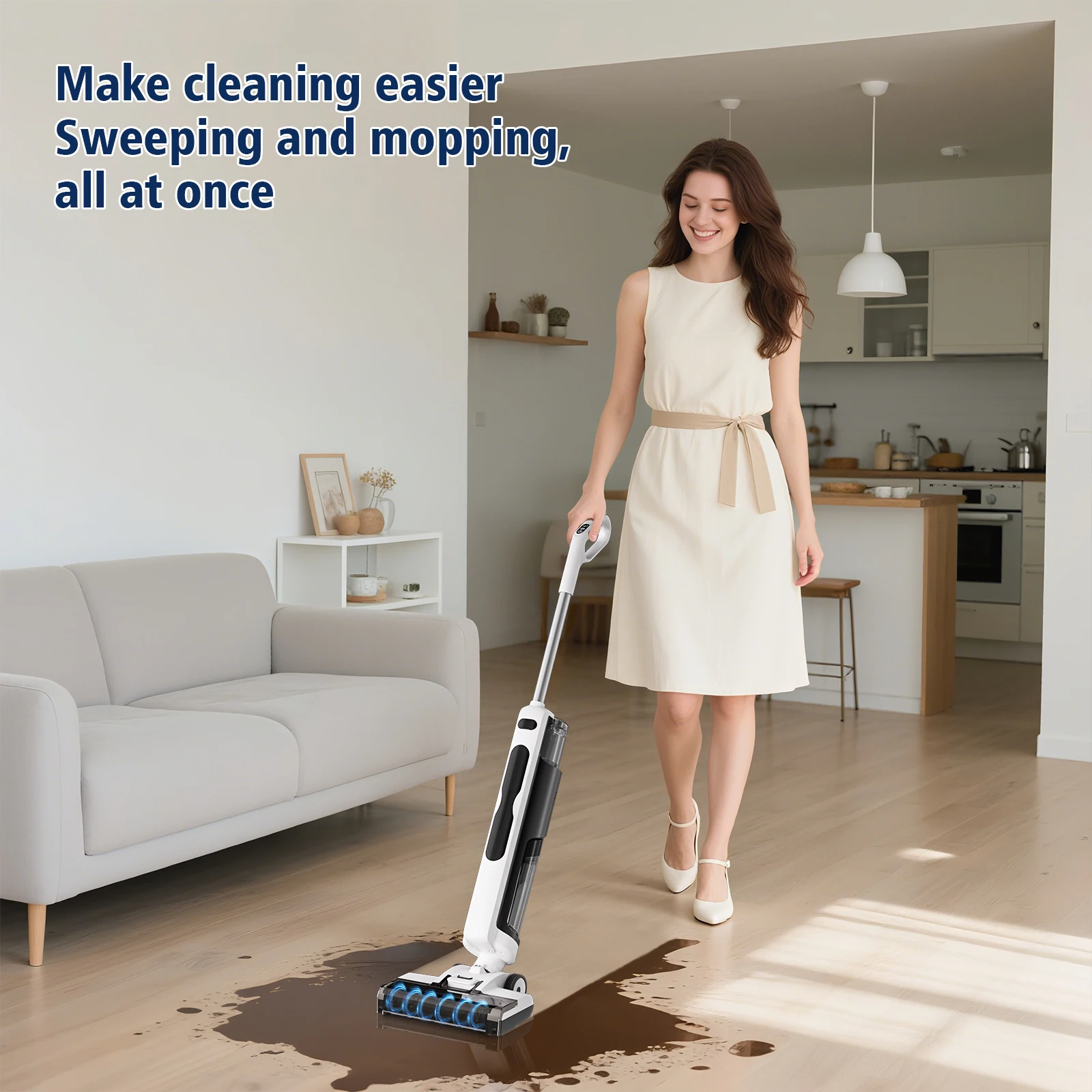 Household Use Low Noise 180° Lay Flat Design Strong Suction Electric Cordless Cleaner Wet and Dry Vaccum Floor Cleaner Machine