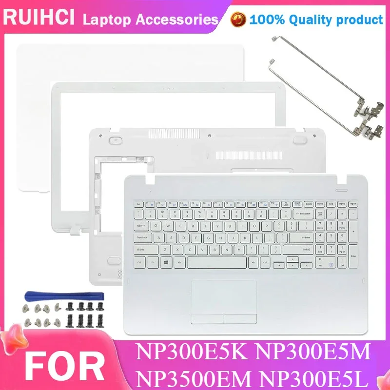 

New Laptop LCD Back Cover/Front Bezel/Hinges Cover/Palmrest/Bottom Case For Samsung NP300E5K NP300E5M NP3500EM NP300E5L White