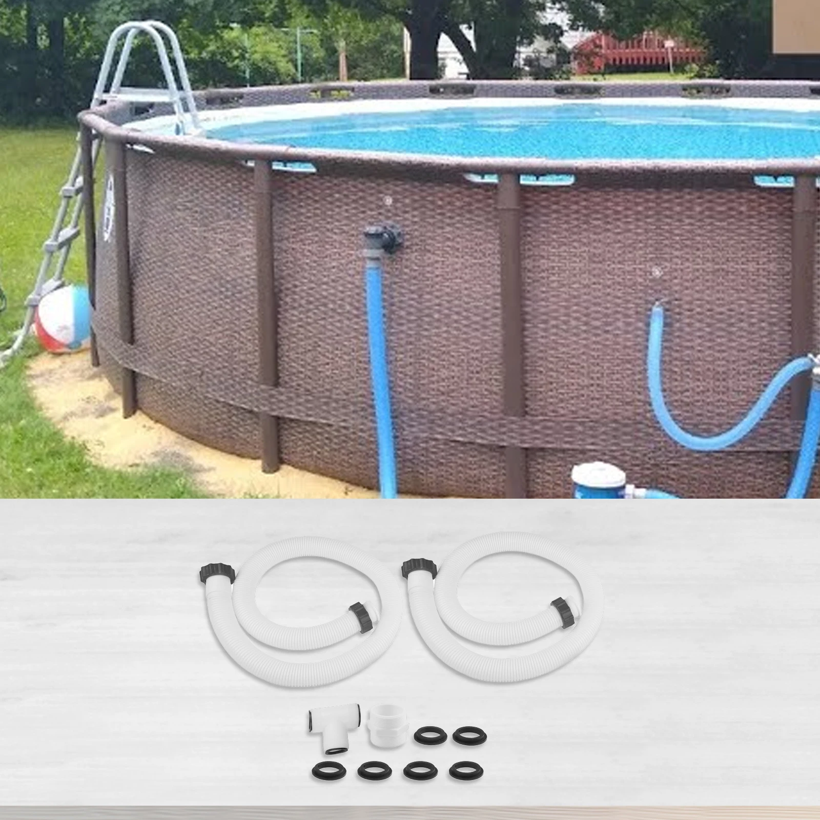 Above Ground Pool Hose Connector Pool Maintenance With Gaskets Included 1.5 Inch Diameter Hose For Coleman Pool Pumps