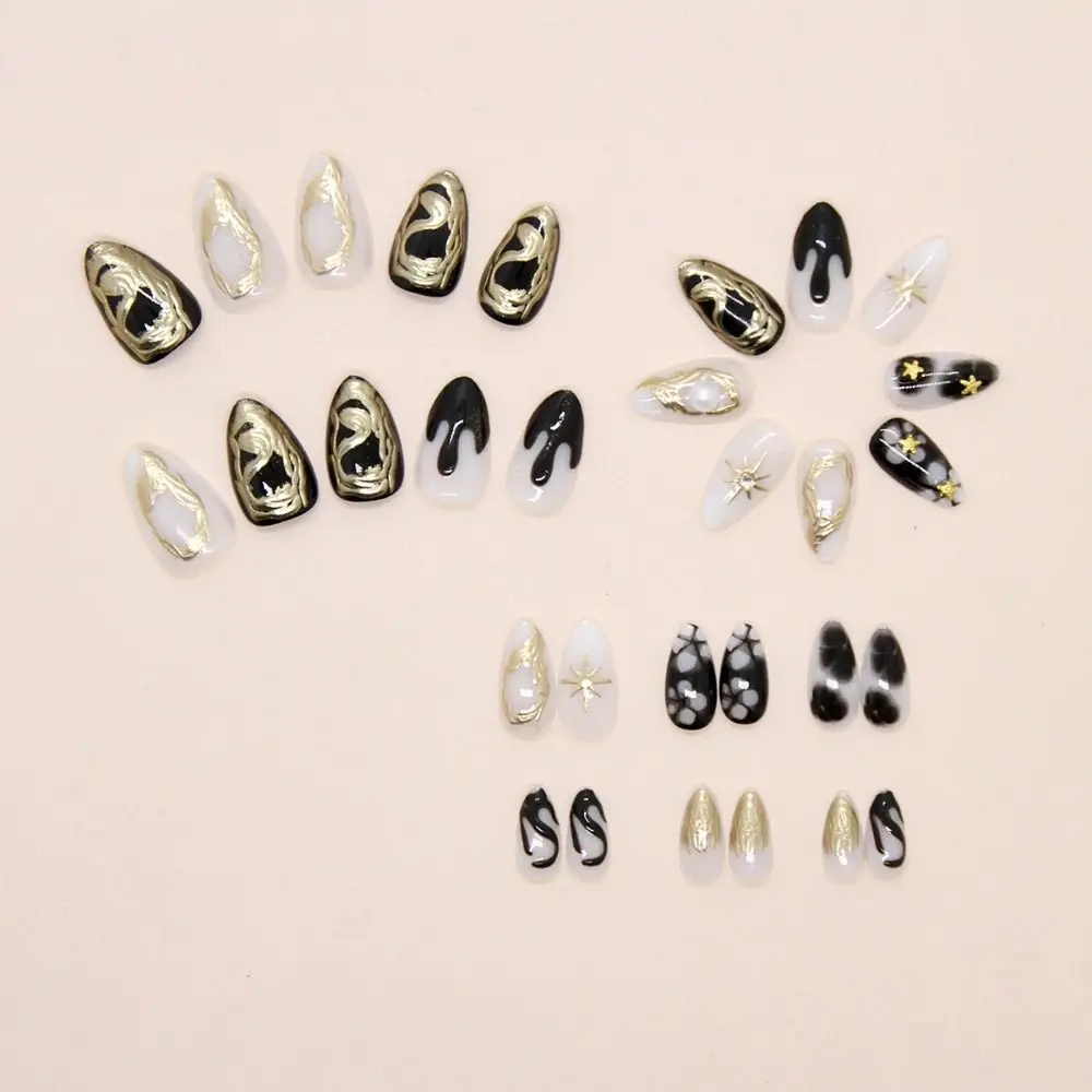 30 個ロングアーモンド小剣付け爪フレンチキャットアイシルバー波状プレス爪パープルラブハートスパークリングラインストーン