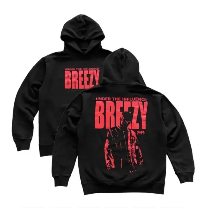 NewBreezy Under The Influence Tour 2023 Chris Brown Merch Hoodie Women Men Long Sleeve Pullover Hooded Sweatshirt Hip Hop Cl UD4