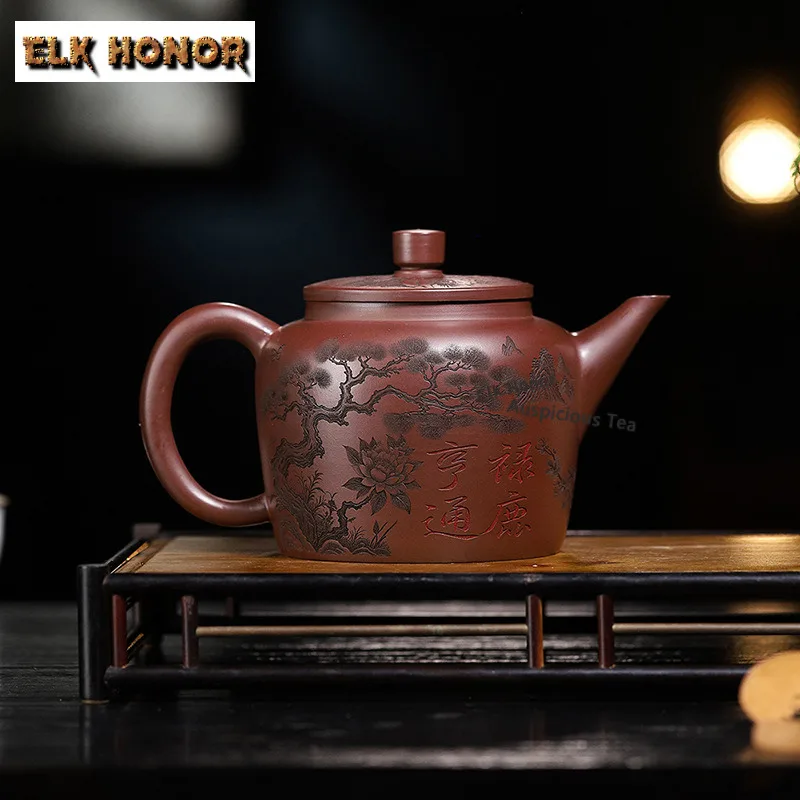 

830 мл эстетические фиолетовые глиняные чайники Исин ручной работы большой емкости олень горшок сырой руды грязевой чайник китайский чайный сервиз Zisha чайная посуда