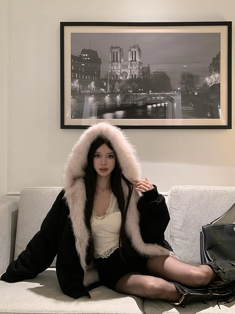 

Buleng Double-Sided Wearable Eco-Friendly Fur Jaet Women's High-End Sensation Super Beautiful Coat Youth Commute Sle Zipp...