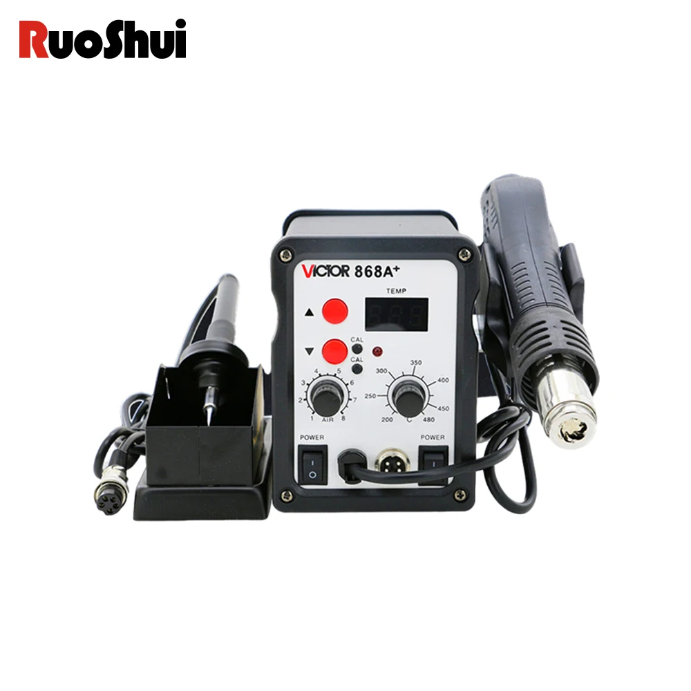 

Victor 868A+ Soldering Station 2 in 1 Digital Display SMD Rework Hot Air Gun Solder Iron 220V ESD Welding Desoldering Repair