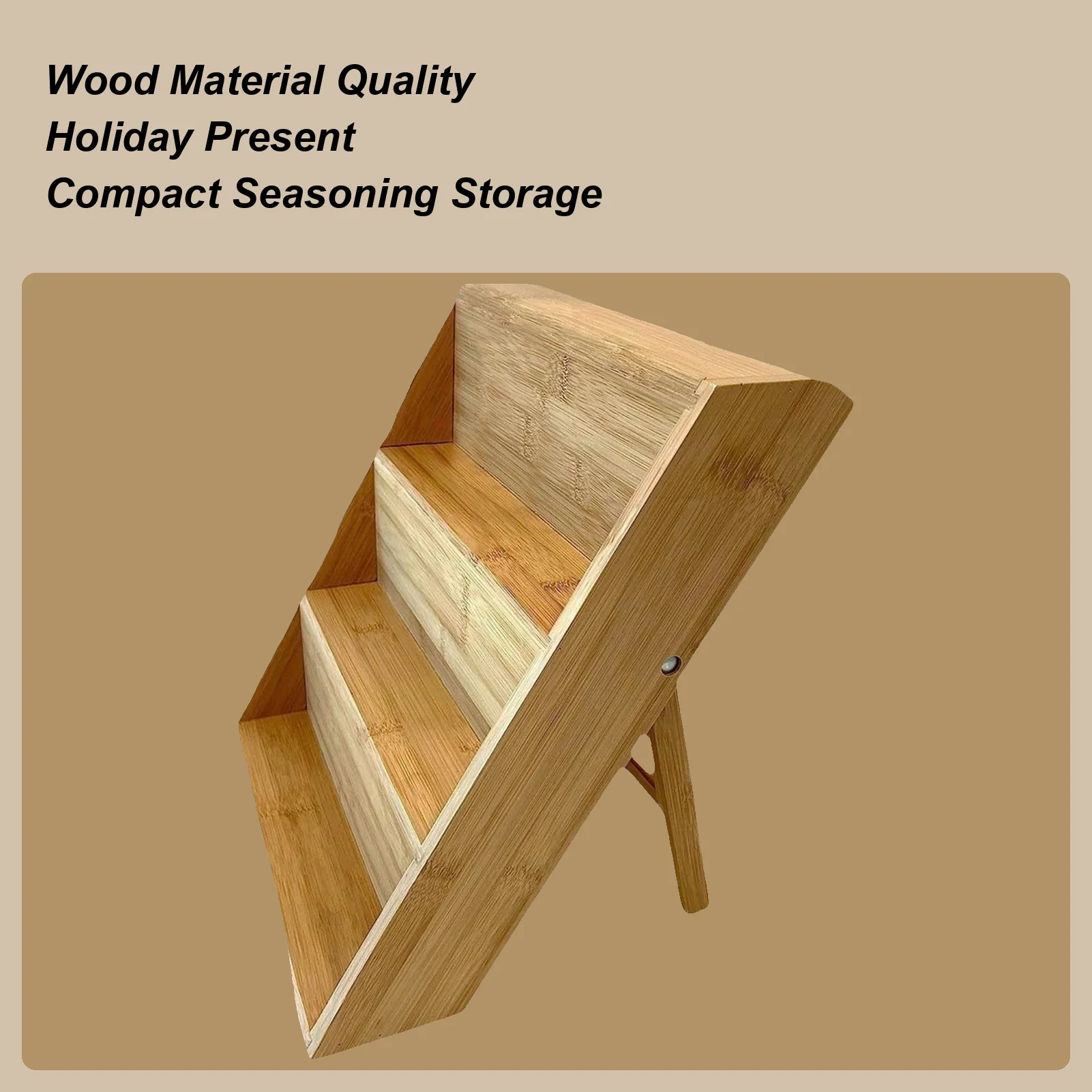 

3-Tier Wood Perfume Stand Seasoning Organizer Rack Kitchen Tool Anti-slip Space-Saving Dessert Storage Rack For Cosmetics