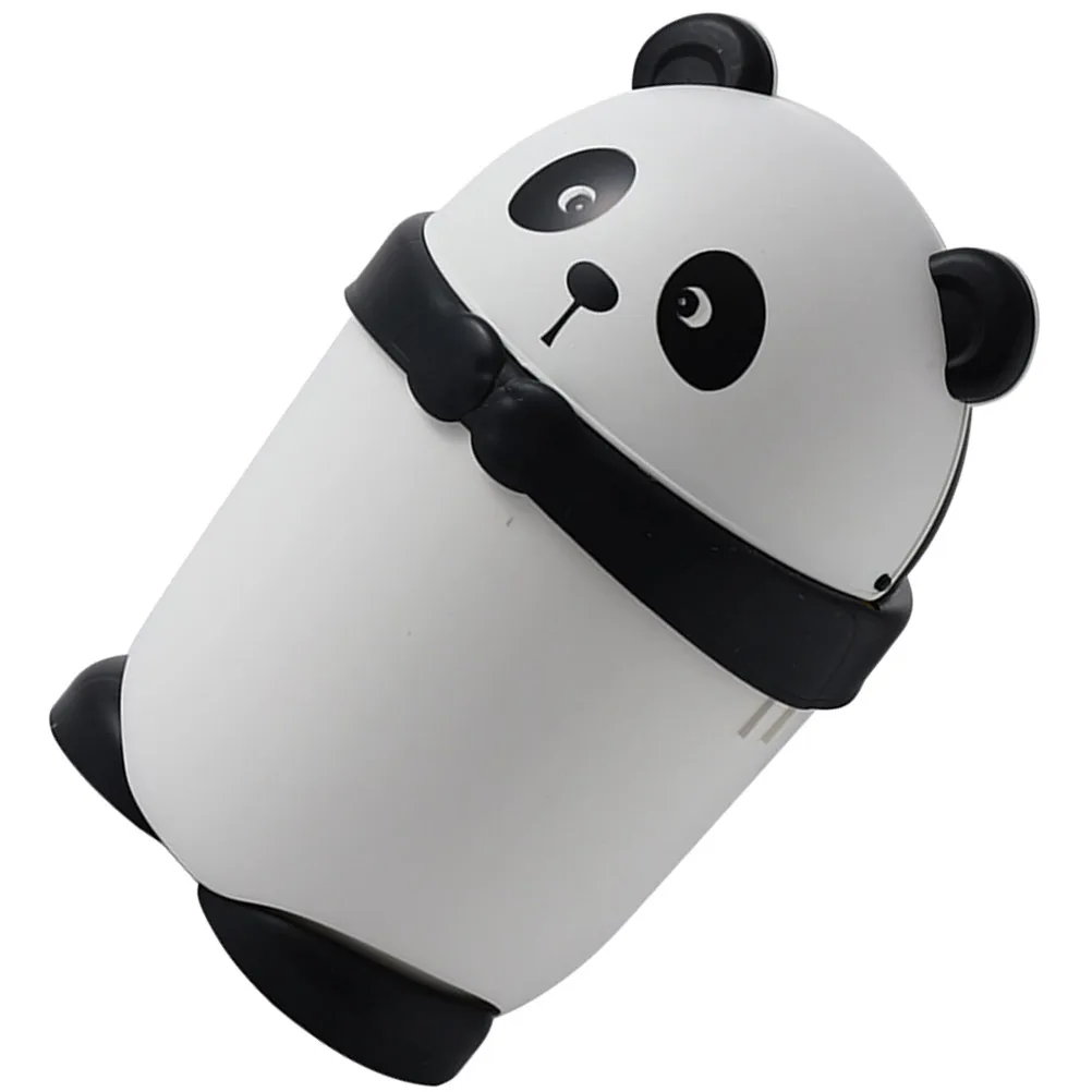 

Panda Shape Trash Can With Lid Small Plastic Garbage Can Bedroom Office Bathroom Trash Bin Countertop Room Waste Basket Reusable
