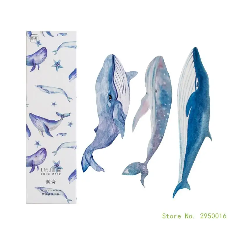 30 Pcs Paper Colorful Whale Bookmarks Teens Boys Girls Office School Gifts Reading Accessories Note Message Card