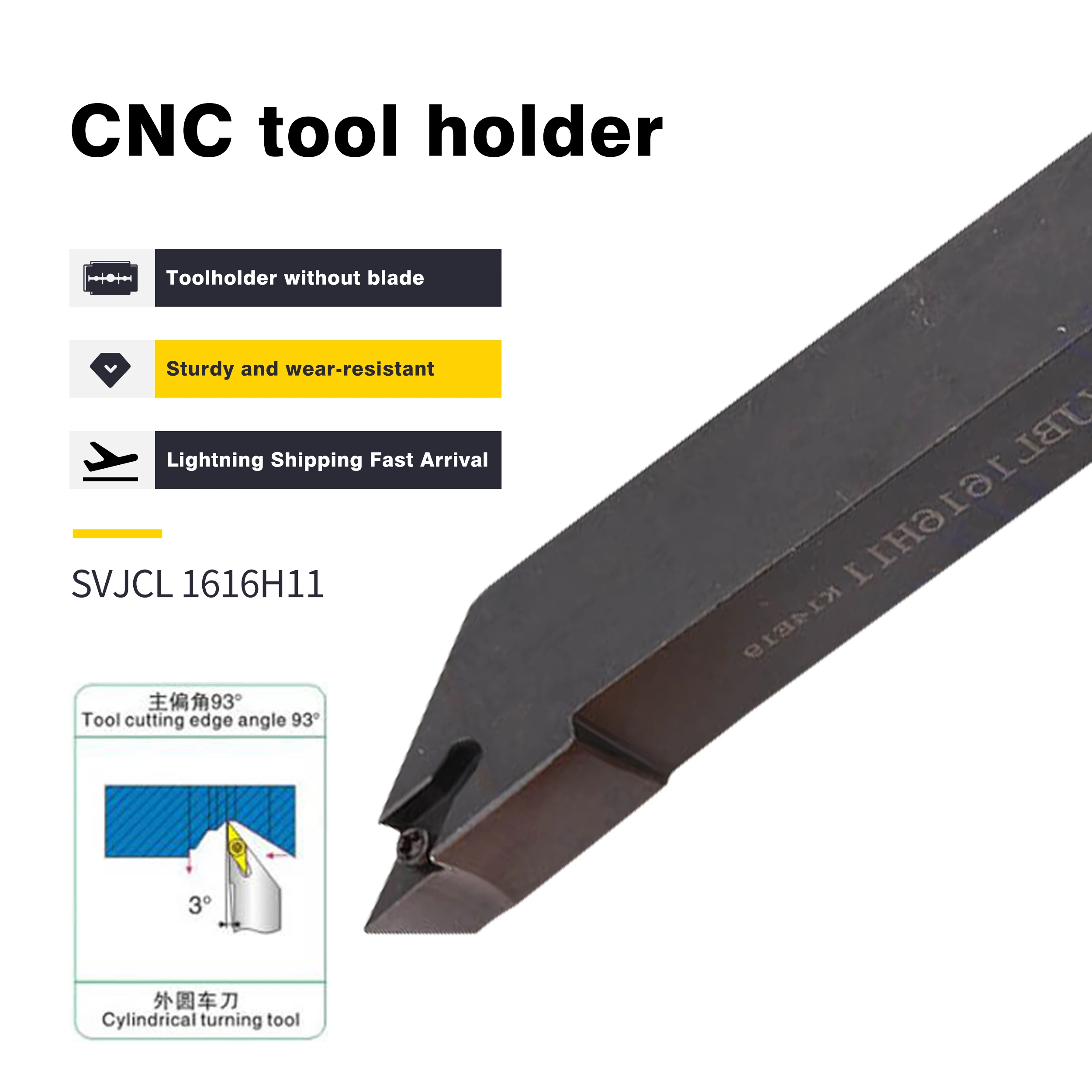 Graus Svjcr1616h11 Svjcr1616h16 Externo Torneamento Ferramenta Arbor Svjcr2023k16 Svjcr25m16 Torno Cnc Ferramenta de Corte Titular para Vcmt 93