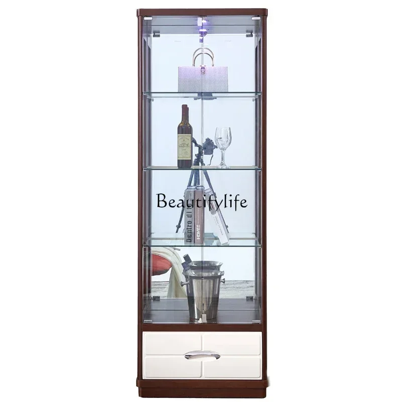 

FG28Modern simple living room wall double door wine cabinet tempered glass door decorative side cabinet