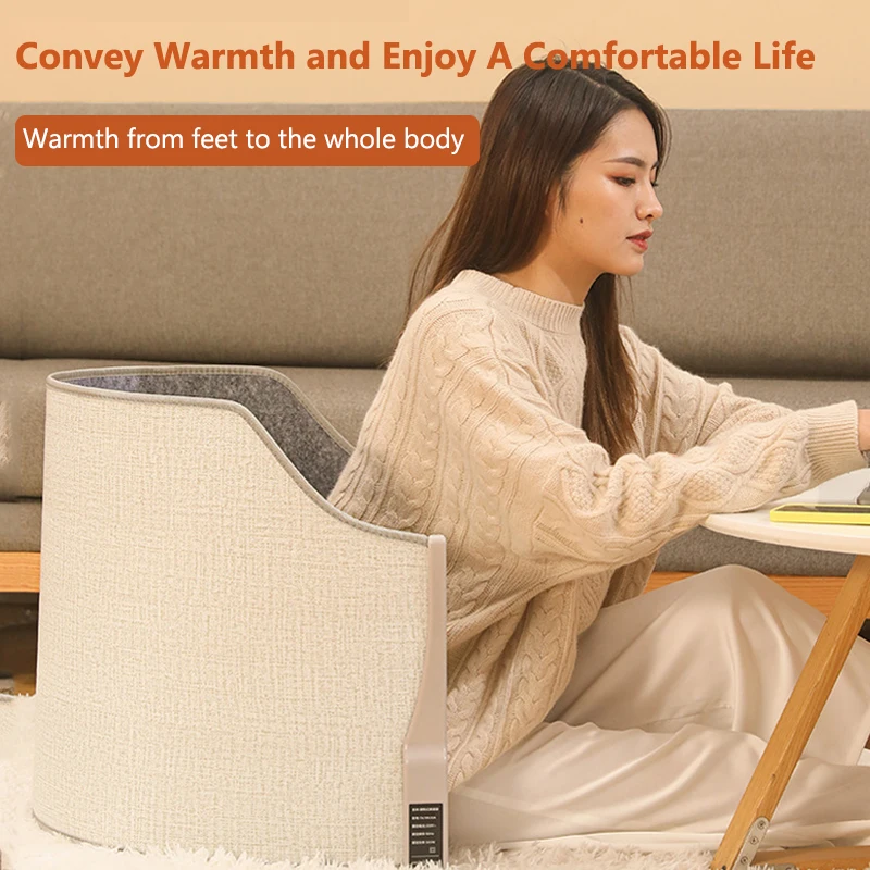 Under Desk Electric Foot Heater Foldable Leg Warmer 360° Surrounding Heating Auto Shut Off for Office Home Timer Temp Adjustable