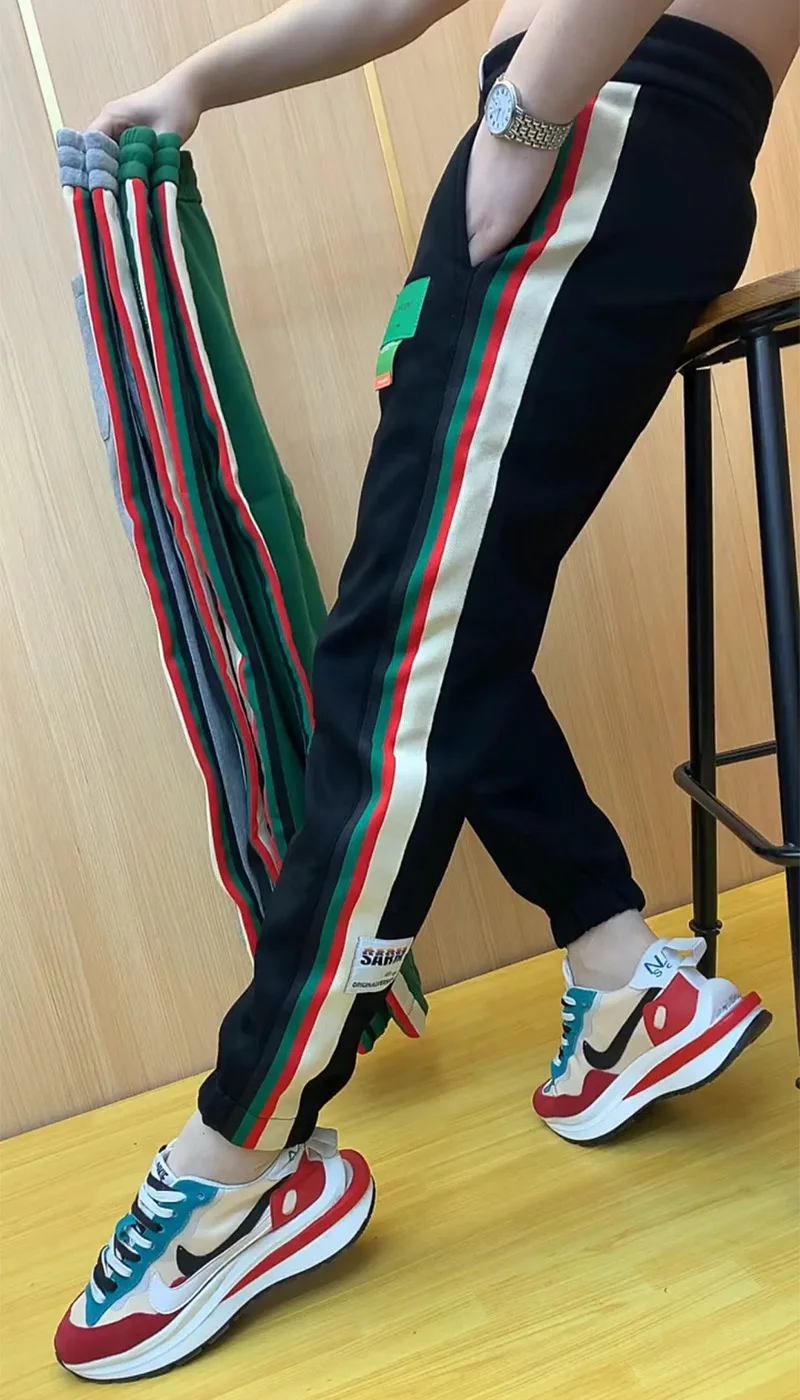 

Men's Trendy Spor Stripe Casual Pants Loose Fit Harlan Sle Youthful Summer 2025 Faionable Dstring Sweatpants