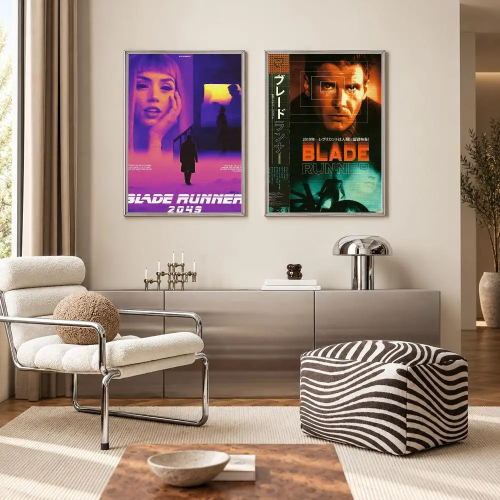 Atmospheric Sci-Fi Cyberpunk Movie Blade Runner 2049 Poster Self‑Adhesive Waterproof PP Poster Coffee Bar Wall Art Home Decor