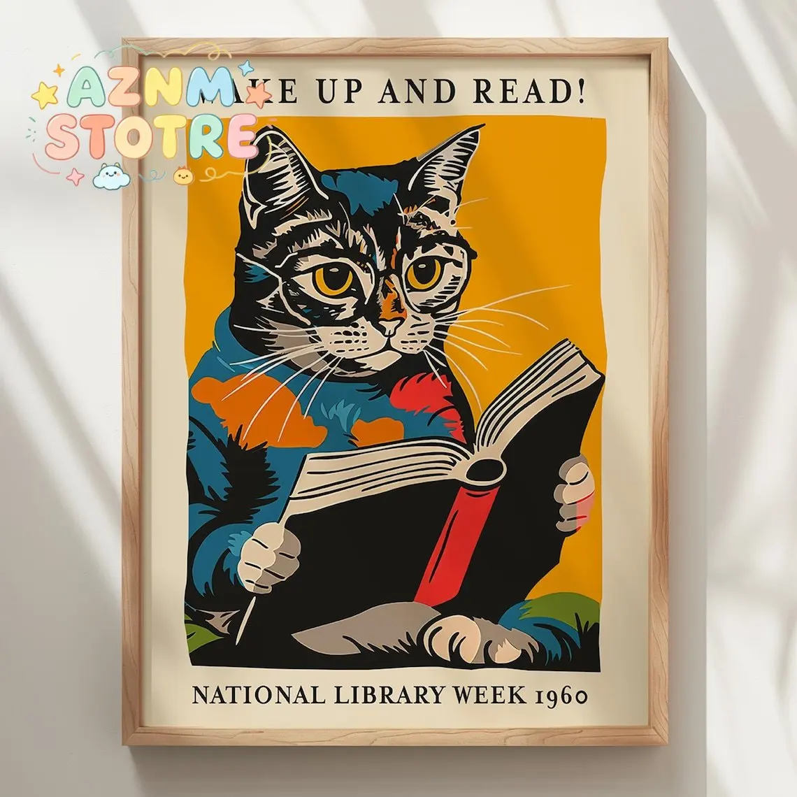 Wake Up And Read National Library Week 1960 Week 1960 Wall Art Prints Canvas Painting Poster Picture For Living Room Home Dec