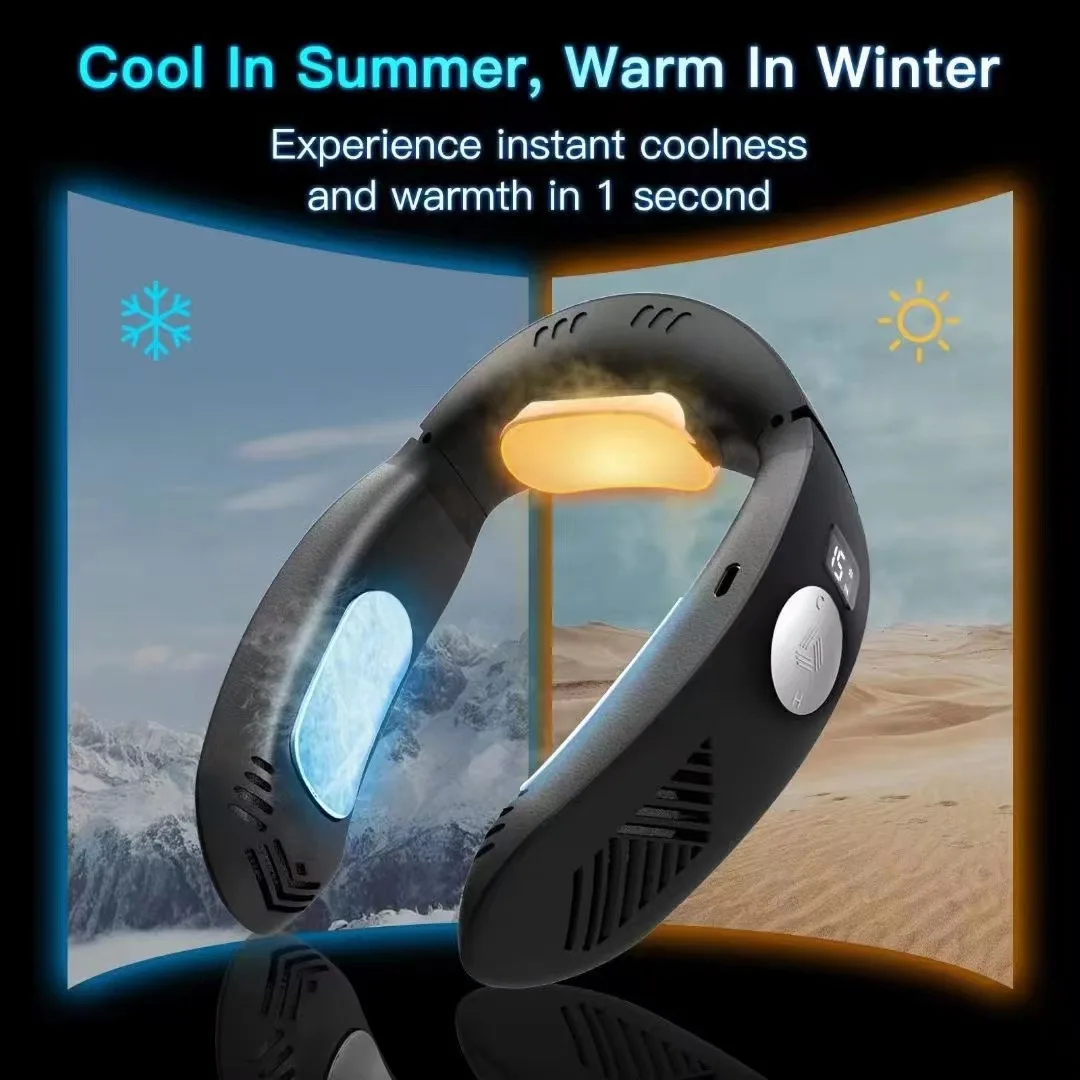 Intelligent constant temperature cold and warm dual-purpose bladeless neck hanging cold and warm device for heating and cooling,