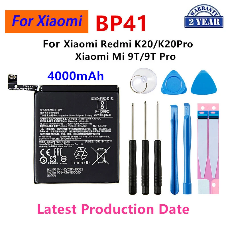 

Brand New BP41 4000mAh For Xiaomi Redmi K20 K20 Pro / Xiaomi Mi 9T T9 Pro BP41 Replacement Batteries +Tools