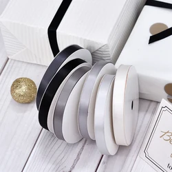 YAMA 100yards Single Face Satin Ribbon 6 9 13 16 19 22 mm Black Red White Silver for Wedding Decoration Handmade Flowers Gifts