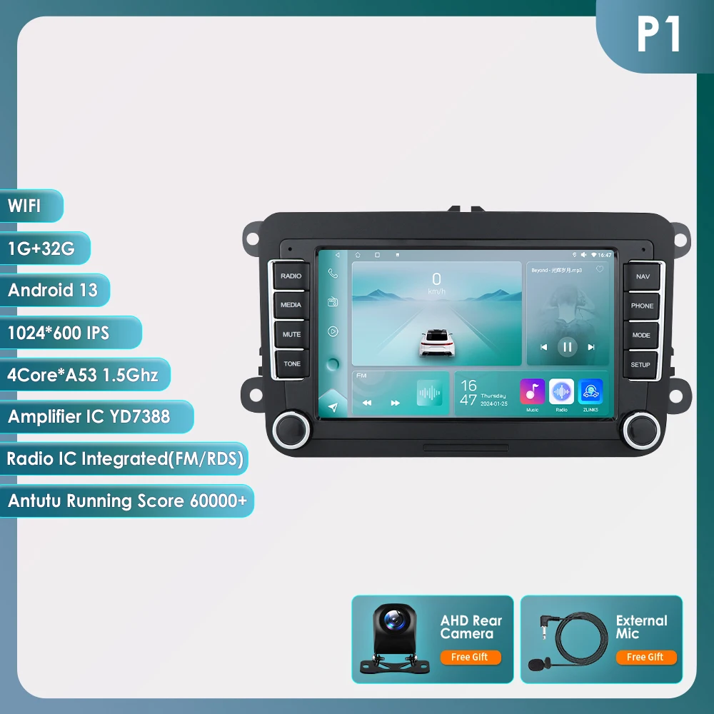 2 Din Android 12 Autoradio Voor Vw Polo Golf 5 6 Plusat Pass B6 Jetta Tiguan Touran Sharan Scirocco Caddy Seat Carplay Auto Rds