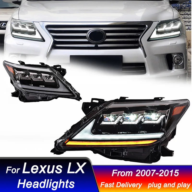 

Car styling Headlights For LEXUS LX LX570 2007-2015 Upgrade new style full Led Head Lamp DRL Dynamic Signal Front light Assembly